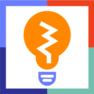 a logo containing a lightbulb